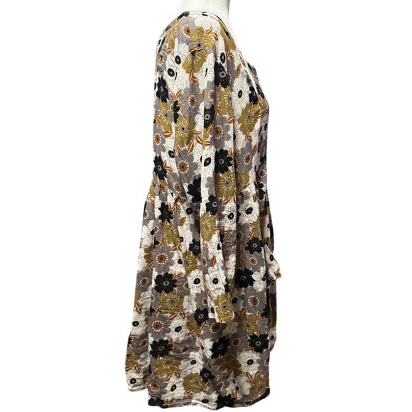 Gudrun Sjödén Earthy Floral Cotton Dress/Tunic Lagenlook Scandi Style (L) - Picture 3 of 7